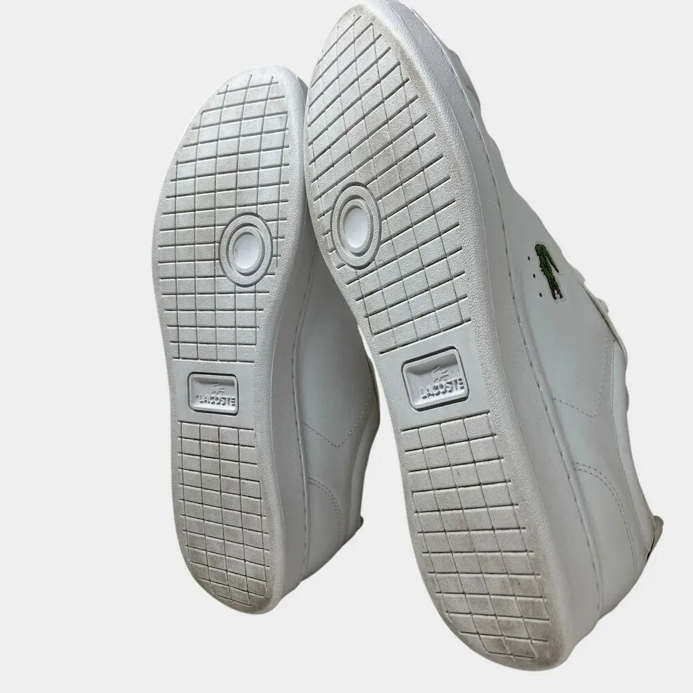 Lacoste Sneakers Mens 8.5 White Leather Low Top Casual Tennis Carnaby Pro Shoes‎